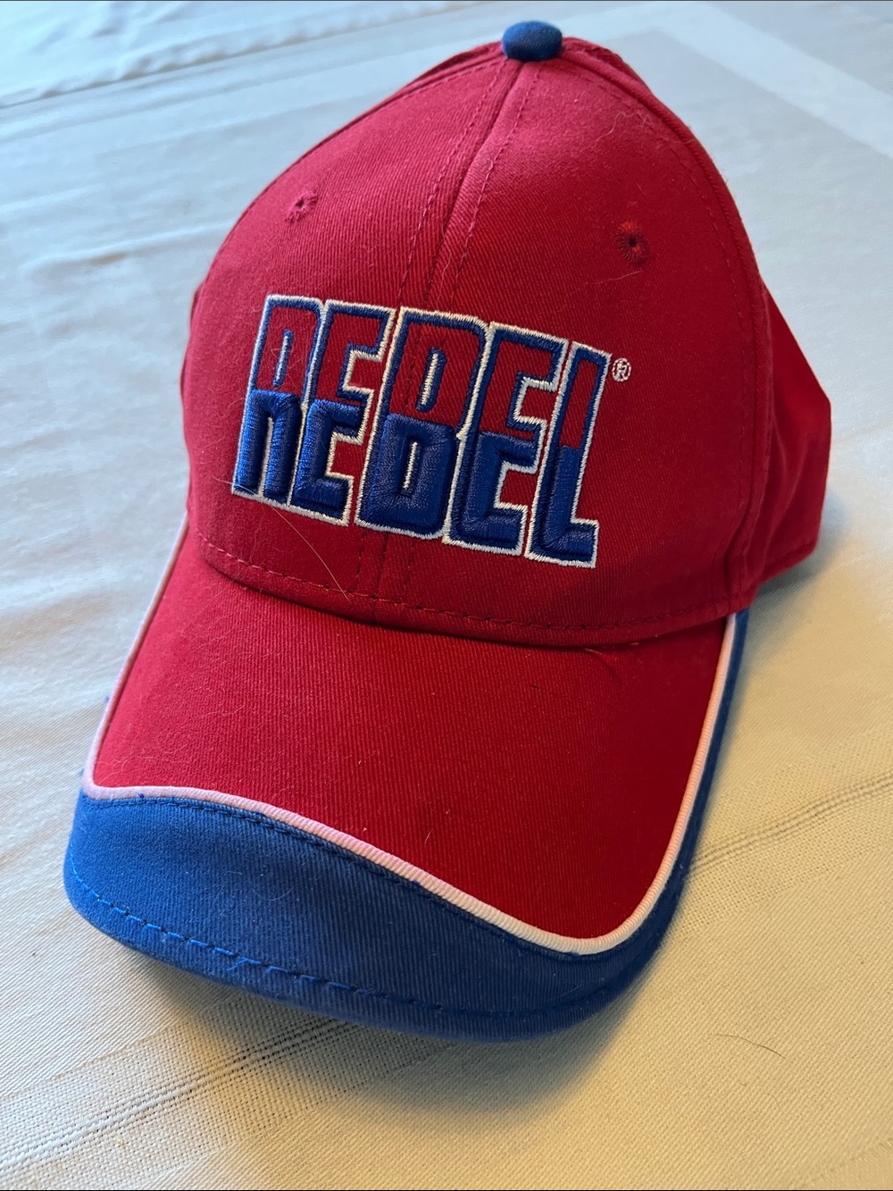 Rebels Red and Blue Baseball Game Vintage Cap with Embroidered Logo